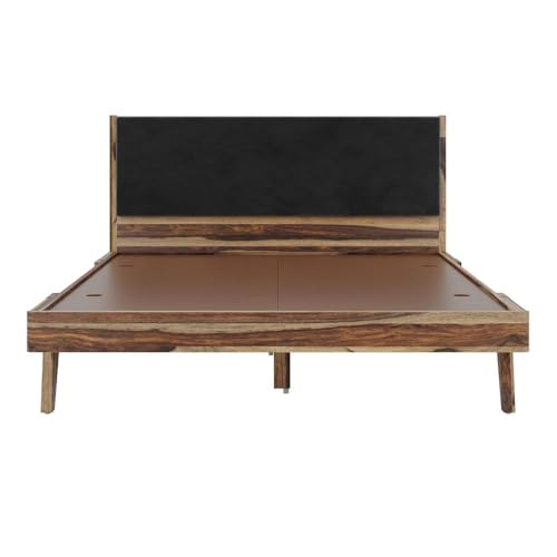 Image of Wakefit Bed | Queen (78x60) Sheesham Wood Bed Upholstered, Without Storage | 3 Year Warranty | Lynx - Burma Brown