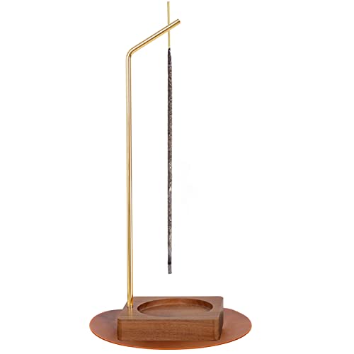 Handmade Incense Burner Catcher Upside Down Ash Tray, Black Walnut Wooden Incense Holder With Brass Incense Stick Stand And Silicone Mat For Zen Yoga Spa Mediation Home Decor #TOP6