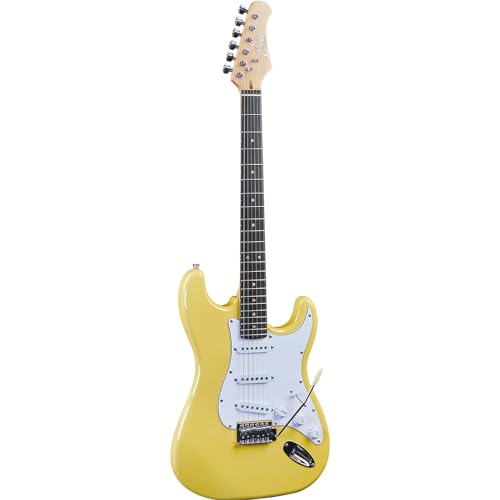 Eko S-300 CREAM - Guitarra eléctrica modelo Stratocaster, 22 trastes, color crema