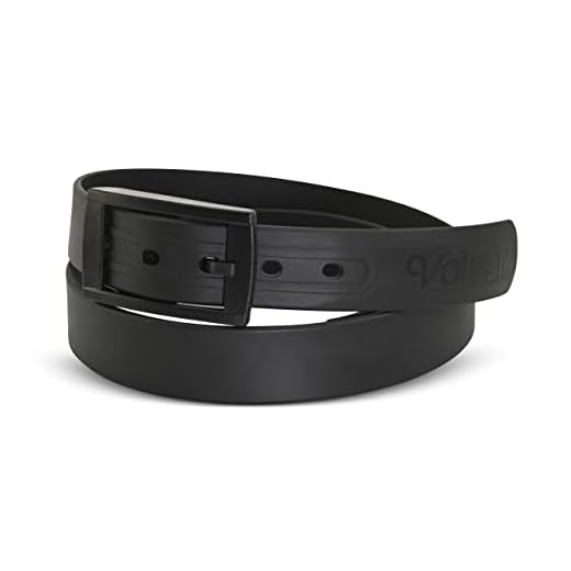 Volver Rubber Golf Belts for Men Waterproof Adjustable Cut-to-fit Interchangeable Colors (Sleek Black)