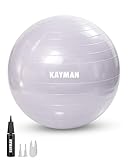 KAYMAN Exercise Ball - Anti-Burst System, Non-Slip Rings, Durable Material, Easy to Inflate, Perfect for Yoga, Pilates, Fitness, Balance Training, Gym, and Home Workouts (Lavender Mist, 65cm)