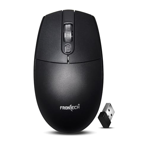 FRONTECH MS-0056 Wireless Optical Mouse | 2.4GHz | 1600DPI | USB Nano Receiver | Ergonomic Design | Black