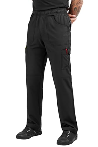 ChefUniforms.com Men's Black Stretch Cargo Chef Pants - Professional Kitchen Workwear, 4-Way Stretch Fabric, 6 Pockets for Restaurant Cooks