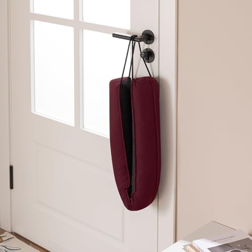 Image of Sunolga Door Draft Stopper Blocks Hot and Cold Air with Removable Washable Cover for Bottom of Door, All-Season Weather Stripping for Wind, Door Sweep for Gaps Up to 3 inch, Home Essentials, 36 inch, Red
