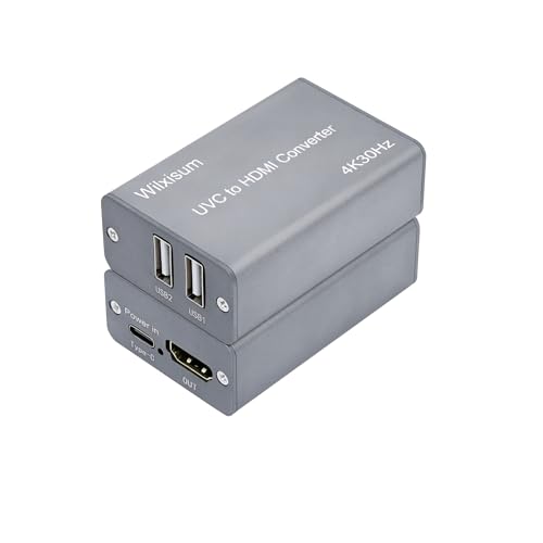 Wilxisum 4K30Hz UVC to HDMI Converter, Compatible with DJI Pocket 3/ Action 4/5, Insta360 X3/X5, Logitech/Hikvision USB Camera for Monitor, TV, Switcher, Capture Card, Support Charging for Camera