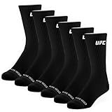 Odd Sox - Basix UFC Logo Crew Socks - 6-Pack Black Athletic Socks - Official MMA Apparel - Unisex Size Large - Soft Cotton Blend - Gift for UFC & Sports Fans