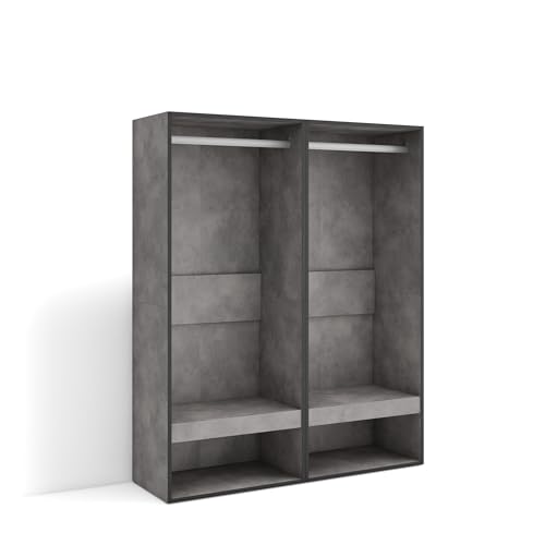 Armadio Appendiabiti con ripiani 120x145x35 cm Camera da letto stanza Vestiti scarpe Stile moderno Cemento aperto