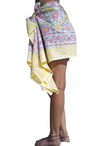 Recycled Fabric Floral Sarong – Eco Beach Scarf Organic Cotton Sarong Pareo – Sustainable Gift for Her