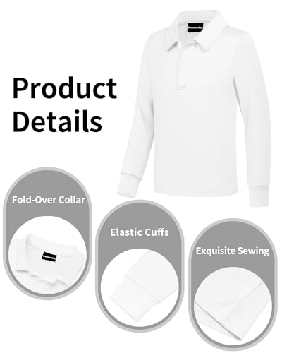 Dreammonkey Toddler to Youth Boys' Performance Polo Kids Neon Collared Golf Shirts Long Sleeve School Uniform4
