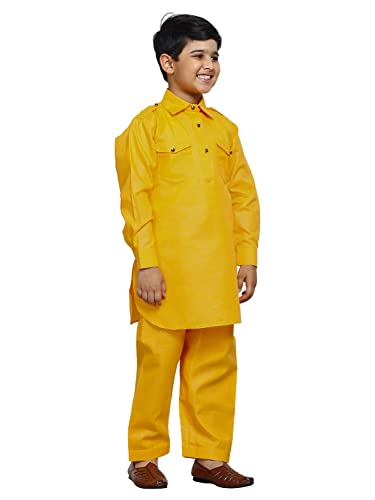 Image of Pro-Ethic Style Developer Kids Ethnic Wear Cotton Pathani Suit for Boys|Plain Kurta Pajama