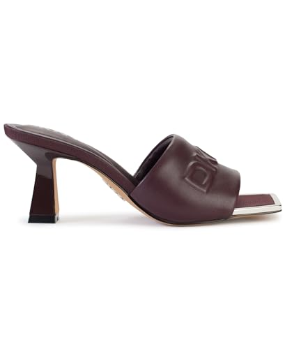 Image of DKNY Women's Keke Square Toe Heeeld Sandal Mule With Logo | Party Sandals