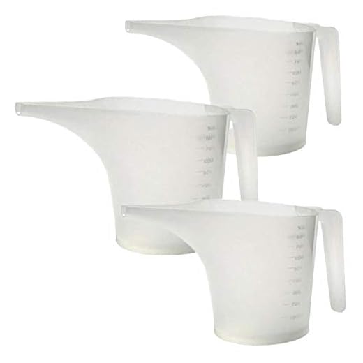 Funnel Measuring Cup Pitcher 3 pack for Soap Making Batter Pour Muffin Pastry Cake Making Pouring Spout 1 Liter 1000mL 34 Fl Oz 4.2 C