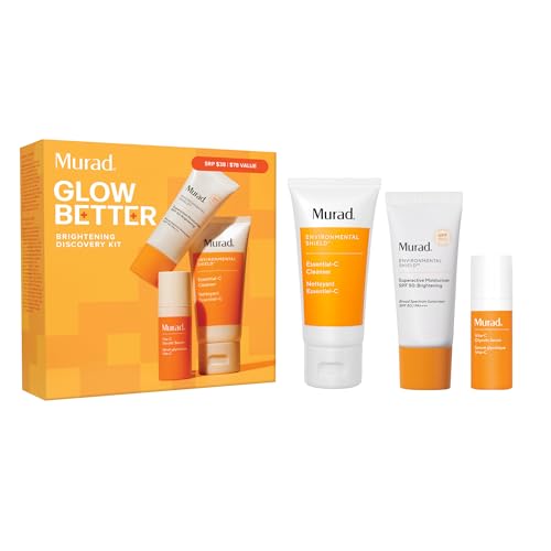 Murad Brighten Trial Kit Vitamin C Skincare Set for Brighten & Even Tone - Travel-Friendly Kit for Radiant Even-Toned Skin (3-Piece Glow Better Kit)