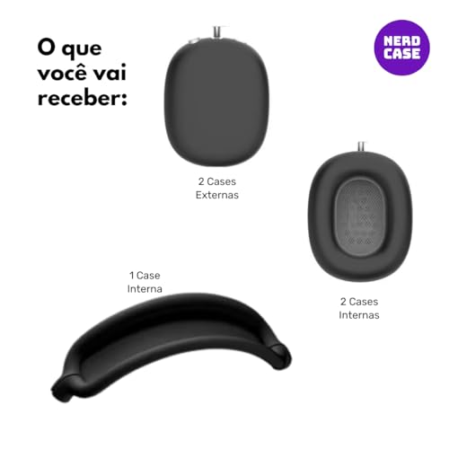 NERDCASE, Kit de Capas Protetoras, Cases de Silicones para Fone de Ouvido, Compatível Com Airpods Ma
