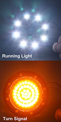 Zytc 3 1/4" Led Turn Signals W/Running Light Bullet Style Front 1157 Led Turn Signal Kit White Amber For Harley Davidson Black Case #TOP1