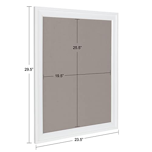 DesignOvation Bosc Framed Gray Linen Fabric Pinboard, 23.5x29.5, White - Thumbnail 7