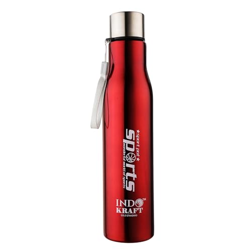 Image of INDICRAFT Stainless Steel Water Bottle 1 litre, Water Bottles For Fridge, School,Gym,Home,office,Boys, Girls, Kids, Leak Proof(MULTICOLOUR,1000 ML, SET OF 1, Model-Diana)