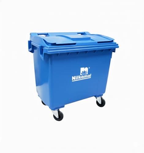 Image of Nilkamal Big Plastic Wheeled Dustbin with Lid 660 Litre Blue