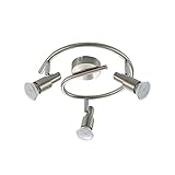 DREH- UND SCHWENKBAR: Licht dort, wo du es brauchst! Unser modern-elegantes Deckenrondell hat 3 flexibel drehbare und schwenkbare Spots. Die Lampenköpfe in Nickel sorgen für eine tolle, flexible Beleuchtung in deinem Zuhause.