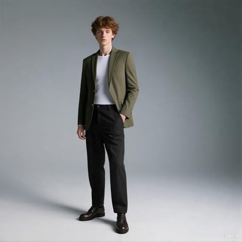 Rogers & Morris Men's Blazer 2 Buttones Casual Slim Fit Suit Jacket Wool Sport Coat Chaqueta de Traje para Hombre3