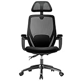 Dripex Bürostuhl, Ergonomischer Schreibtischstuhl, Rückenschonend Drehstuhl mit Verstellbare Lordosenstütze und Kopfstütze, Höhenverstellung Wippfunktion Lauschige und Armlehnen, bis 136 kg Belastbar