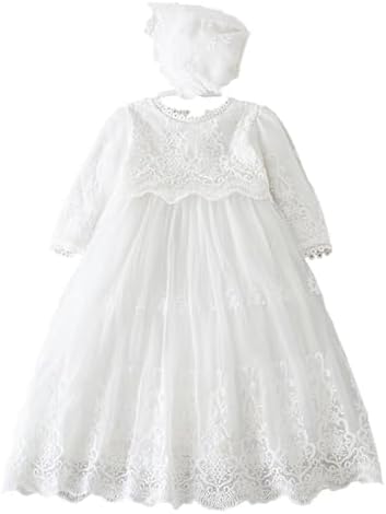 Leideur Baby Long Christening Gowns White Baptism Dress Special O...