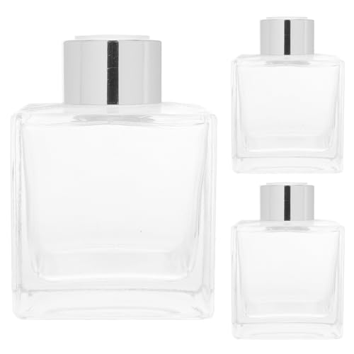 ZUNOXAZ 3個 透明小四方ガラス香薫瓶 アロマ精油用空瓶 耐久性ガラス製 アロマディフューザー瓶 香り持続 空容器 ランダムカ ランダムカラー