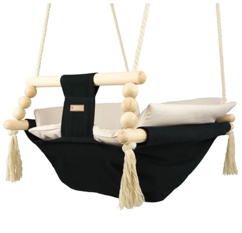 Baby Hammock, Rocker Hammock, Baby Swing, Hammock with Quilt (Colour: Black, Cream)