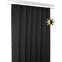 Cortinas Confeccionadas Leroy Merlin BEAUTEX Cortina Opaca con Banda rizadora en U para oscurecimiento, se Puede Seleccionar el tamaño y el Color (Ancho 140 cm. Altura 225 cm, Negro)