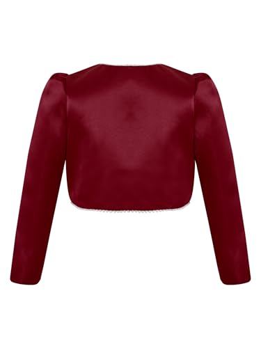 Kids Girls Long Sleeve Satin Flower Girl Bolero Shrug Cardigan Jacket for Wedding Birthday Party Dresses2