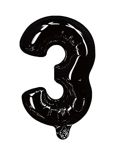 Party Time - 1 Piece Black Number 3 Party Foil Balloon (16 Inches)