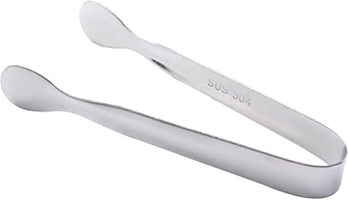 Silver Ice Tongs Sugar Cubes Tongs Stainless Steel Mini Serving Tongs with Smooth Edge for Appetizers,Tea Party, Coffee Bar, Desserts Cooking Utensils