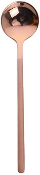 Tea Spoons Creative Metal Coffee Spoon Stainless Steel Dessert Small Round Spoon Golden Stirring Spoon Spoon Family Use Soup Spoon Spoon 4 Pieces Ice Tea Spoons (Color : Pink) (Pink)