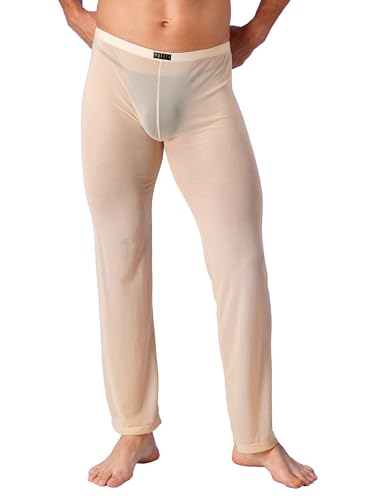 Men's See Through Mesh Sheer Long Pants Legging Tights Elastic Sleep Bottoms Underwear3