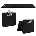 Gymnastic Tumble Exercise Mat Non Slip PU Leather Surface High Density Polyether Material 6FT Long Tri Folding Crash With Carry Handles perfect for gymnastics yoga Pilates (Black)