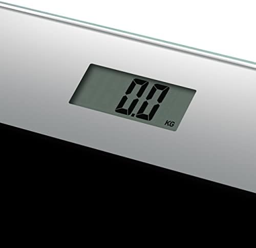 Salter 9206 SVBK3R Digital Bathroom Scale, Toughened Glass Platform, Easy Read LCD Display, Electronic Body Weighing Scales, Step On Activation, Capacity 180KG/400lbs, 15-Year Guarantee, Silver/Black