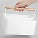 mDesign Plastic Portable Shower Caddy Divided Basket Bin Storage Organizer with Bamboo Handle for Bathroom, Dorm, Shelf & Cabinet Holds Shampoo, Conditioner - Aura Collection, White/Natural