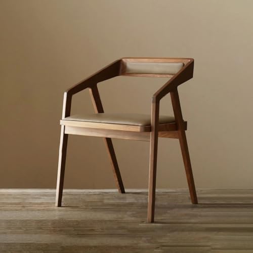 Image of Furniture Solid Wooden Modern Dining Chair with Arms, Upholstered Cushioned Seat, Walnut Finish seat Color Off (Camel Set Off 2)