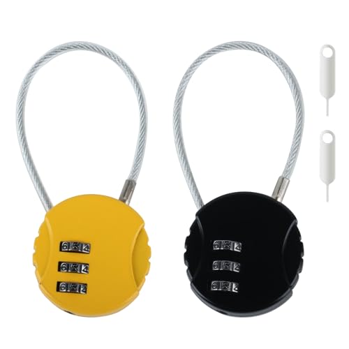 2 Piezas Candados de Combinación, Colores Candado de Alambre para Equipaje, Candados de Seguridad de Combinación de Numerico 3 Dígito para Gimnasio Maleta Equipaje, con 2 Codificadores