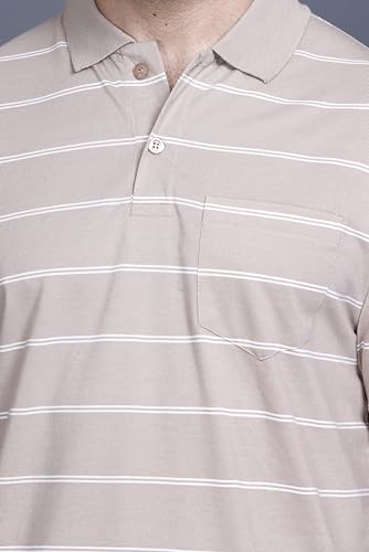 Image of SANE ORIGINALS Full Sleeves Polo Collar Tshirt for Men with Pocket || Stripe Collar and Pocket Tshirt for Men Long Sleeves Navy Blue