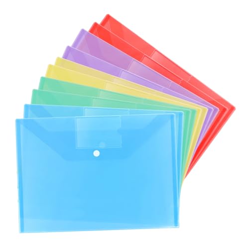OSALADI 20個レター対応 ファイルフォルダー 丈夫なプラスチック製 書類収納用 ラベルポケット付き ボタン留め式 事務用品 整理用ファイルバッグ 家 オフィス 教室用