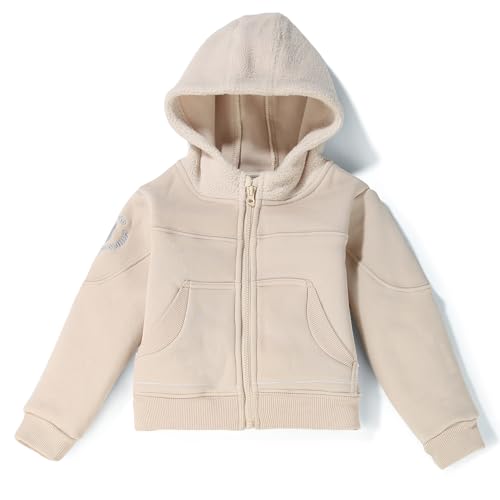 Toddler Boys Girls Fleece Zip-Up Hoodie Solid Color Hooded Jacket for little Kids