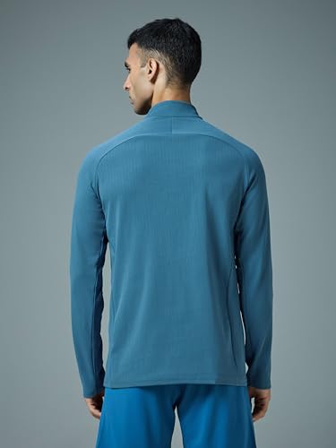 Image of TECHNOSPORT Men's Solid Full Sleeve T-Shirt ELASTOPLUS Quick Dry Slim Fit Mock Neck Sports Tee for Training Layering Casual Wear UPF50+ Anti Odour