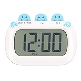 Temporizador Digital de Cocina, Multifuncional con Pantalla LCD Grande, Cuenta Regresiva y Cronómetro, Color Azul - Tres Modos, Material ABS Resistente, Ideal para Cocina y Estud (Azul)