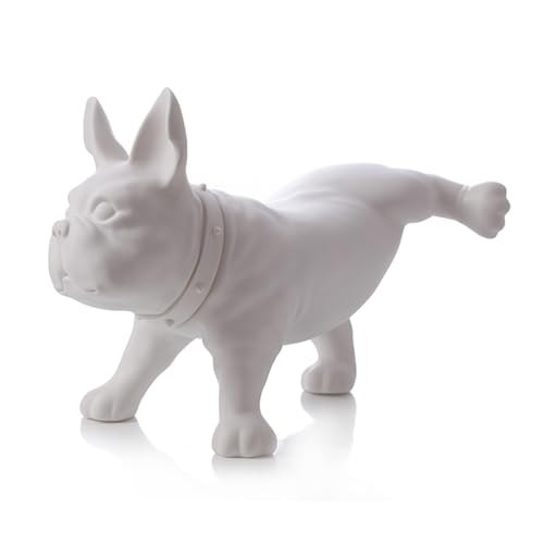 Realistic Dog Model Mannequin, Cute French Bulldog Statue Sculpture, Decorative Indoor Outdoor Ornament for Living Room Desktop, Peeing Posture(White)