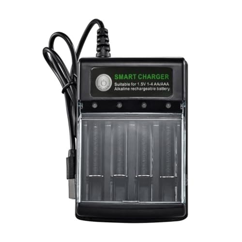 Nxyupv 4 Slots Smart USB Battery Charger for Rechargeable Battery AA AAA AAAA 1.5V Alkaline 14500 10440 16340 10440 3.2V Charge