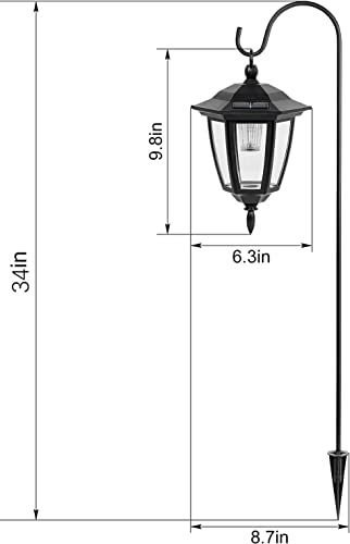 Viewsun 34 Inch Hanging Solar Lights, Shepherd Hook Lights With 2 Shepherd Hooks Waterproof Outdoor Decorative Solar Lantern Lights For Garden Decor, Patio, Backyard, Pathway, 4 Pack #TOP3
