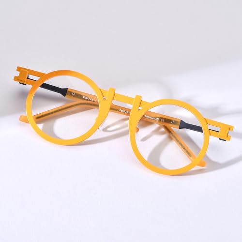 Image of FONEX Colorful Pure Titanium Glasses Frame Women Retro Round Eyeglasses Eyewear F85833
