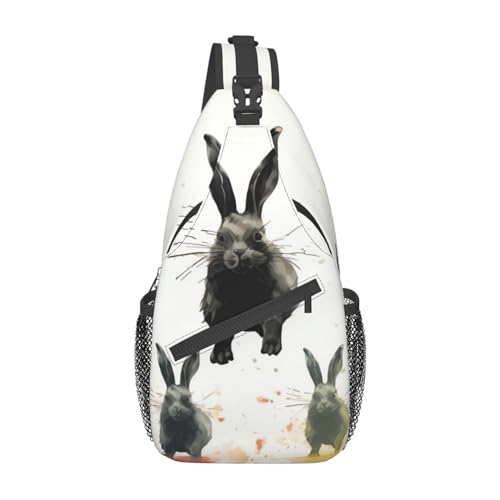 Bolso bandolera unisex con diseño de conejos para exterior miniatura 1