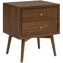 Babyletto Palma 2-Drawer Assembled Nightstand in Natural Walnut, GREENGUARD Gold Certified, Mid-Century Modern Design